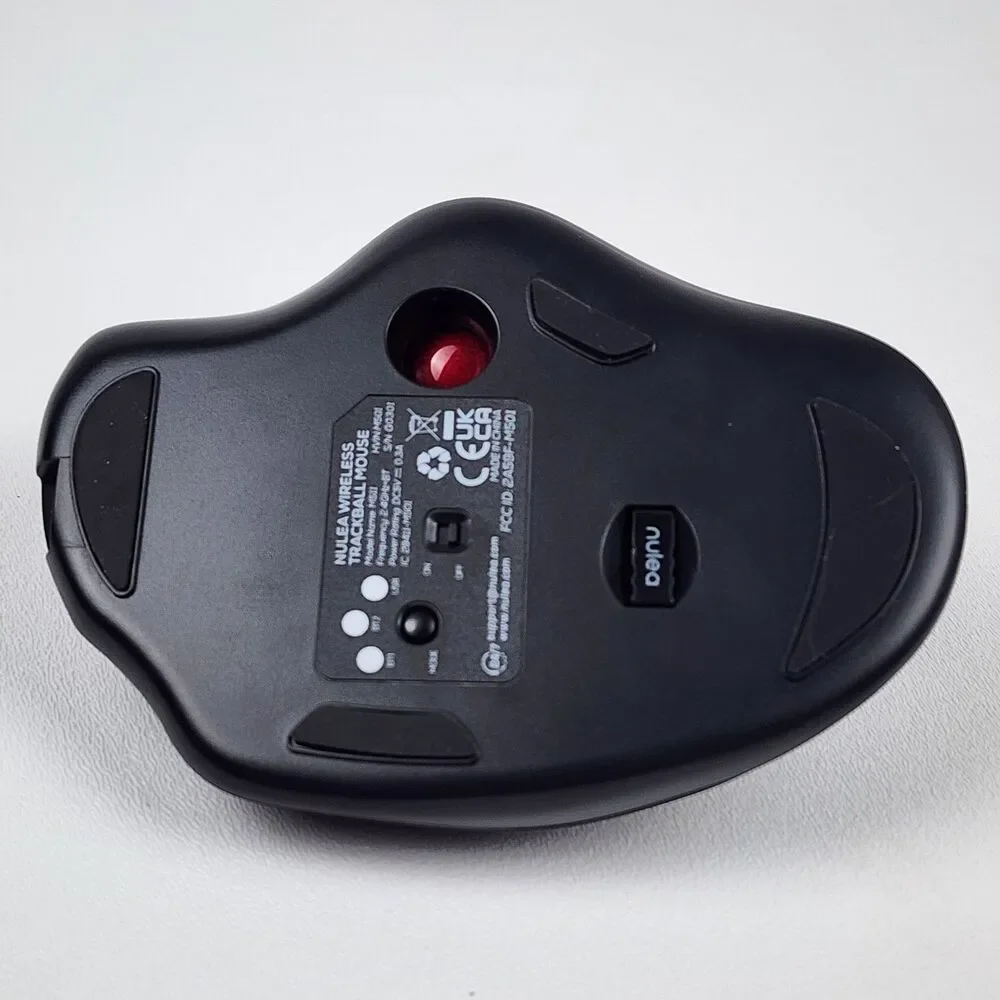 Nulea M511 Wireless Trackball Mouse Rechargeable Bluetooth USB Ergonomic Red